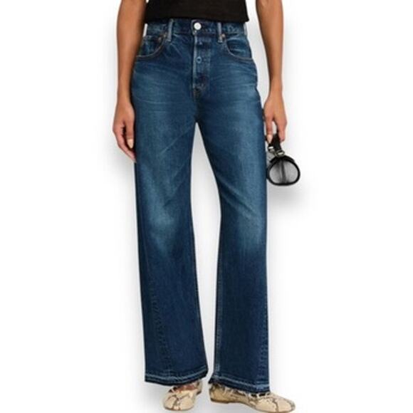 Moussy MV Espanola Wide Leg Jeans Women's 6 28" Dark Wash Blue Cotton Jeans - Picture 1 of 9